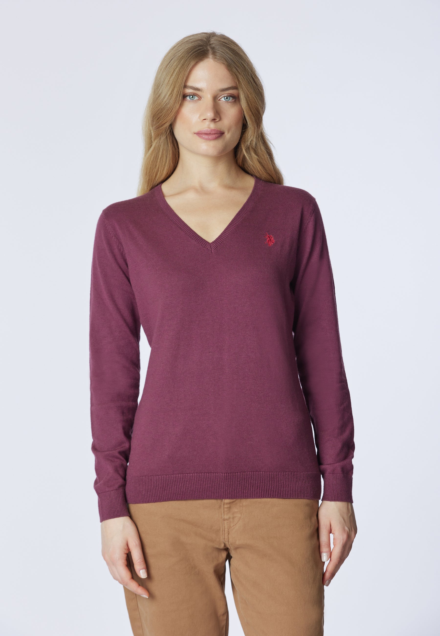 Maglia con scollo a V cotone e cashmere