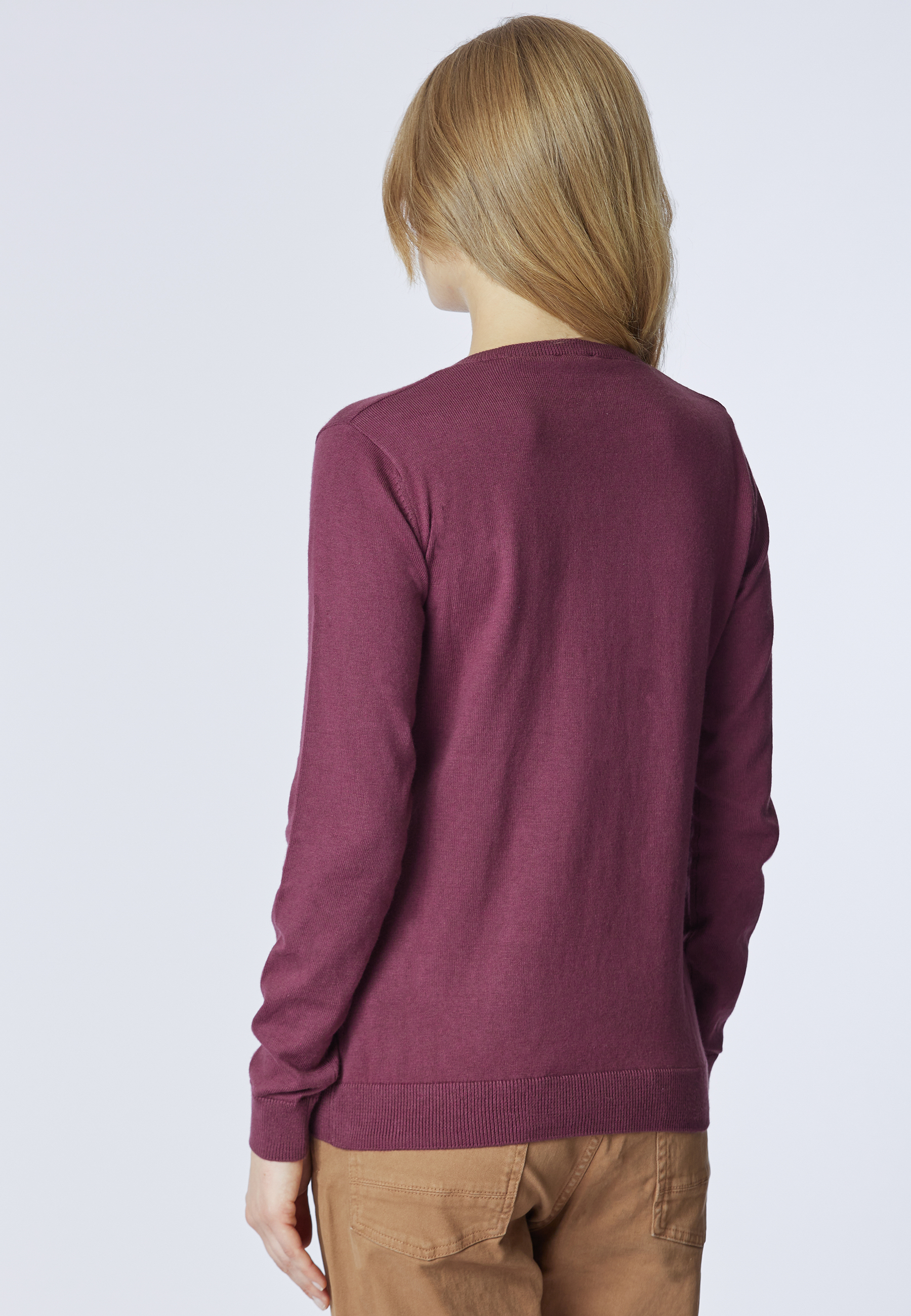 Maglia con scollo a V cotone e cashmere