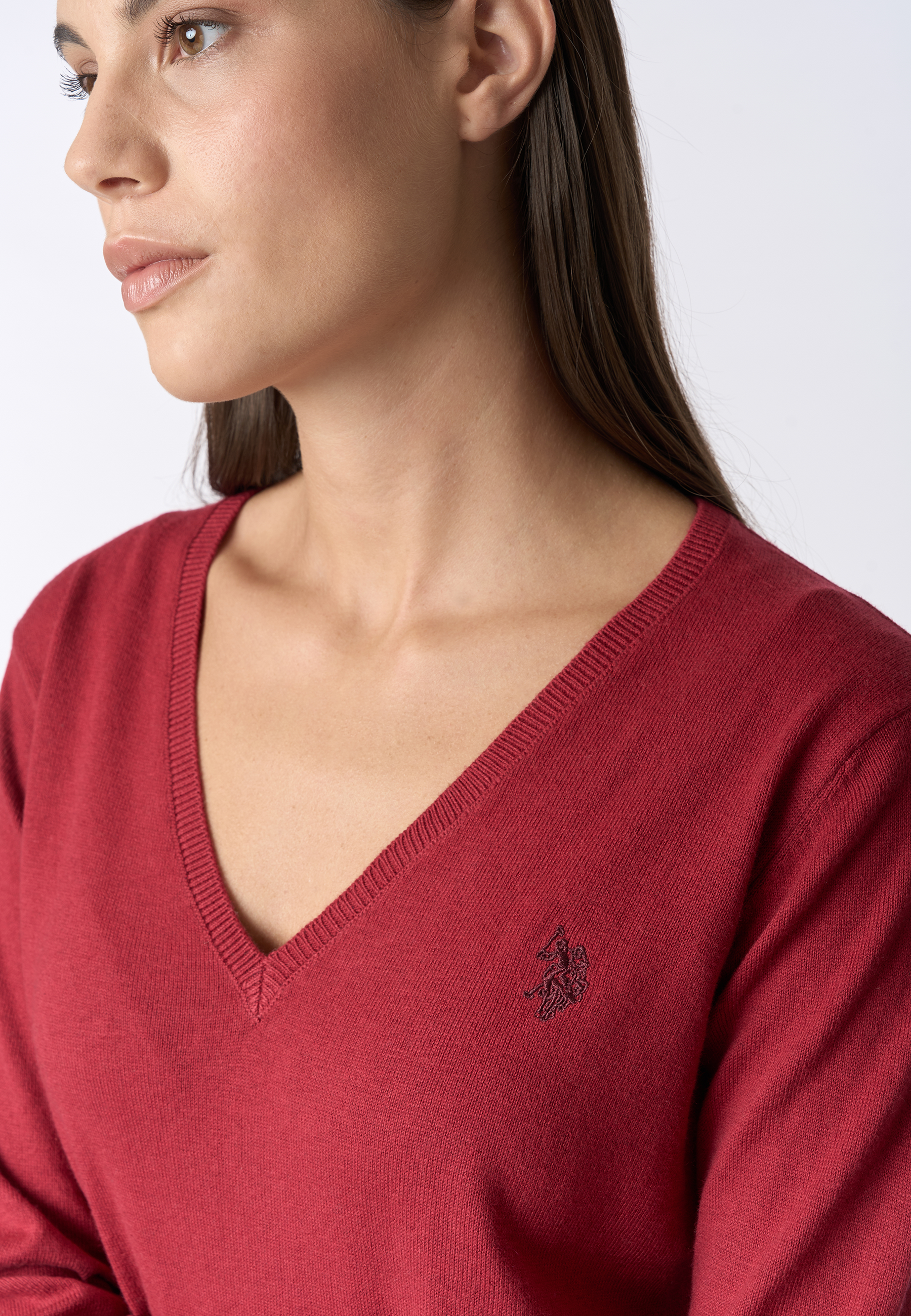 Maglia con scollo a V cotone e cashmere