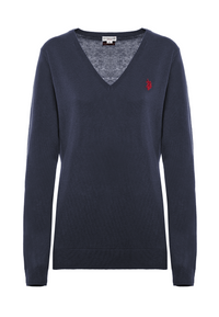 Maglia con scollo a V cotone e cashmere
