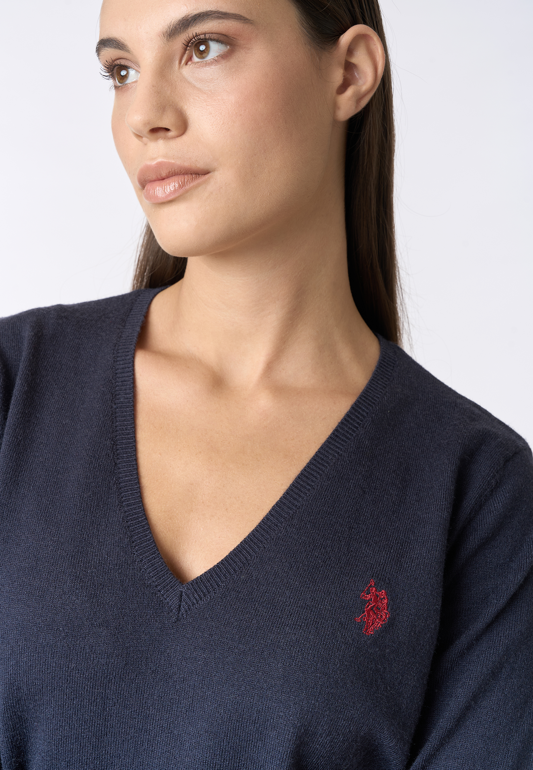 Maglia con scollo a V cotone e cashmere