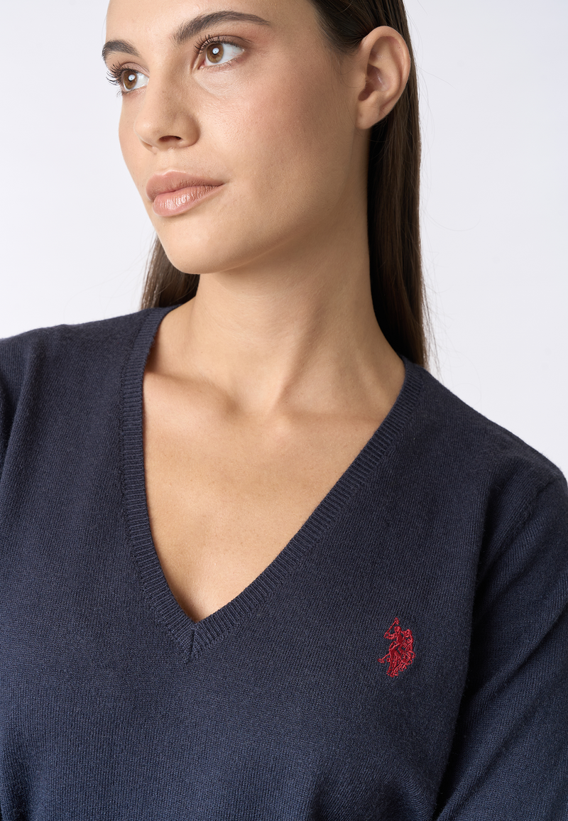 Maglia con scollo a V cotone e cashmere