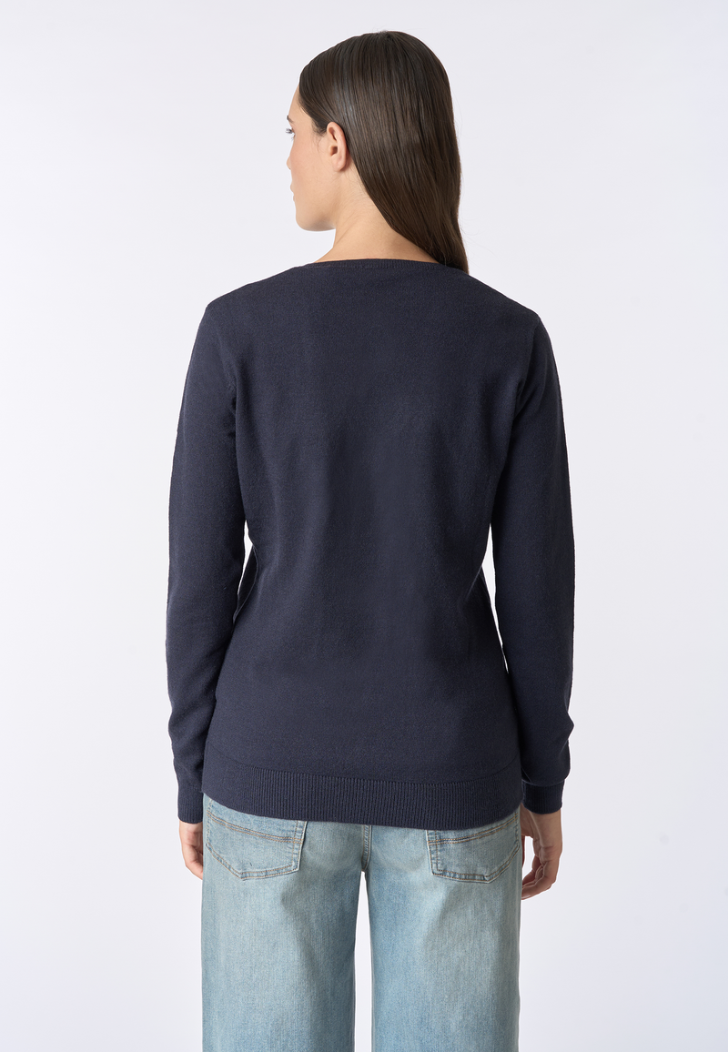 Maglia con scollo a V cotone e cashmere