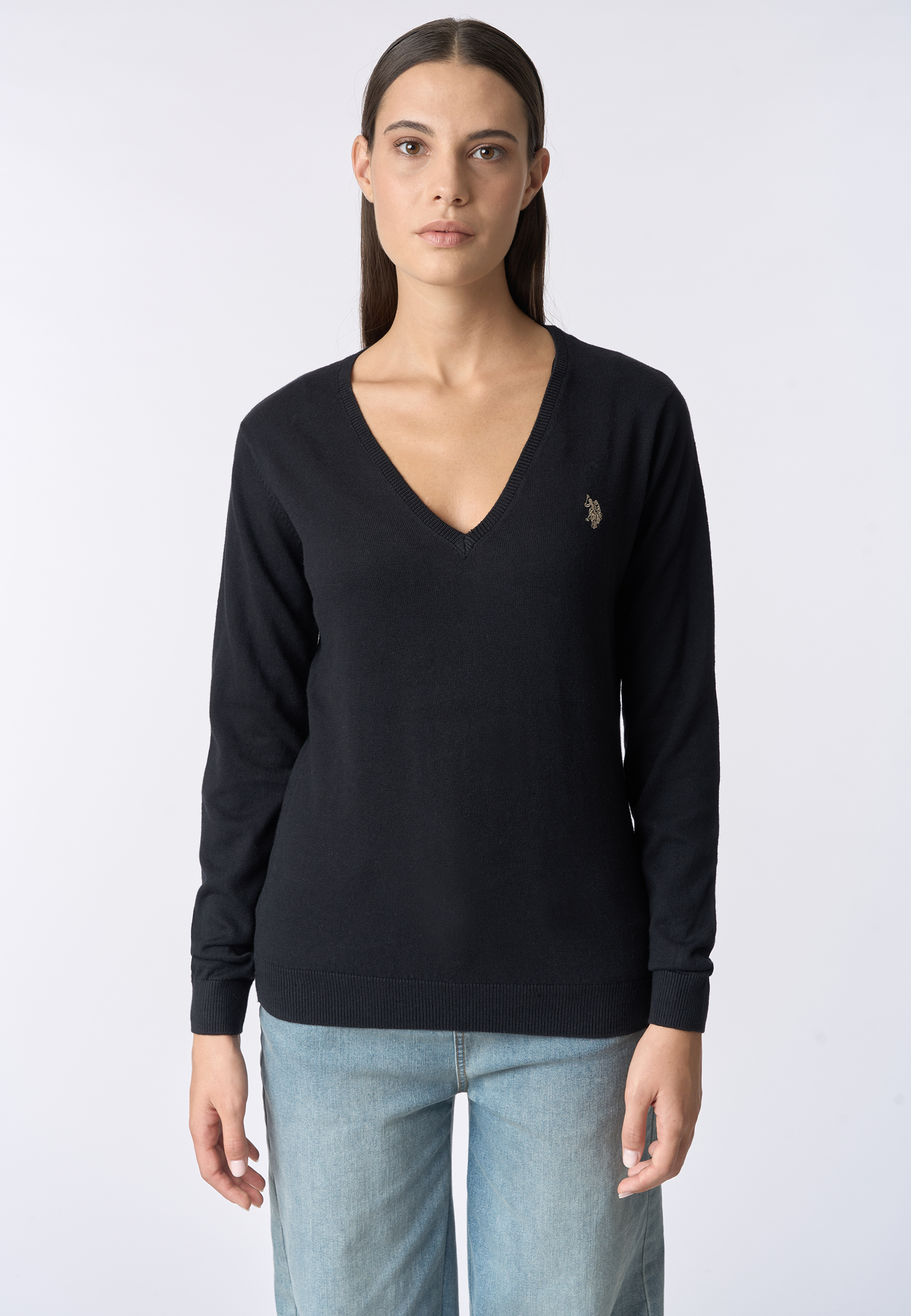 Maglia con scollo a V cotone e cashmere