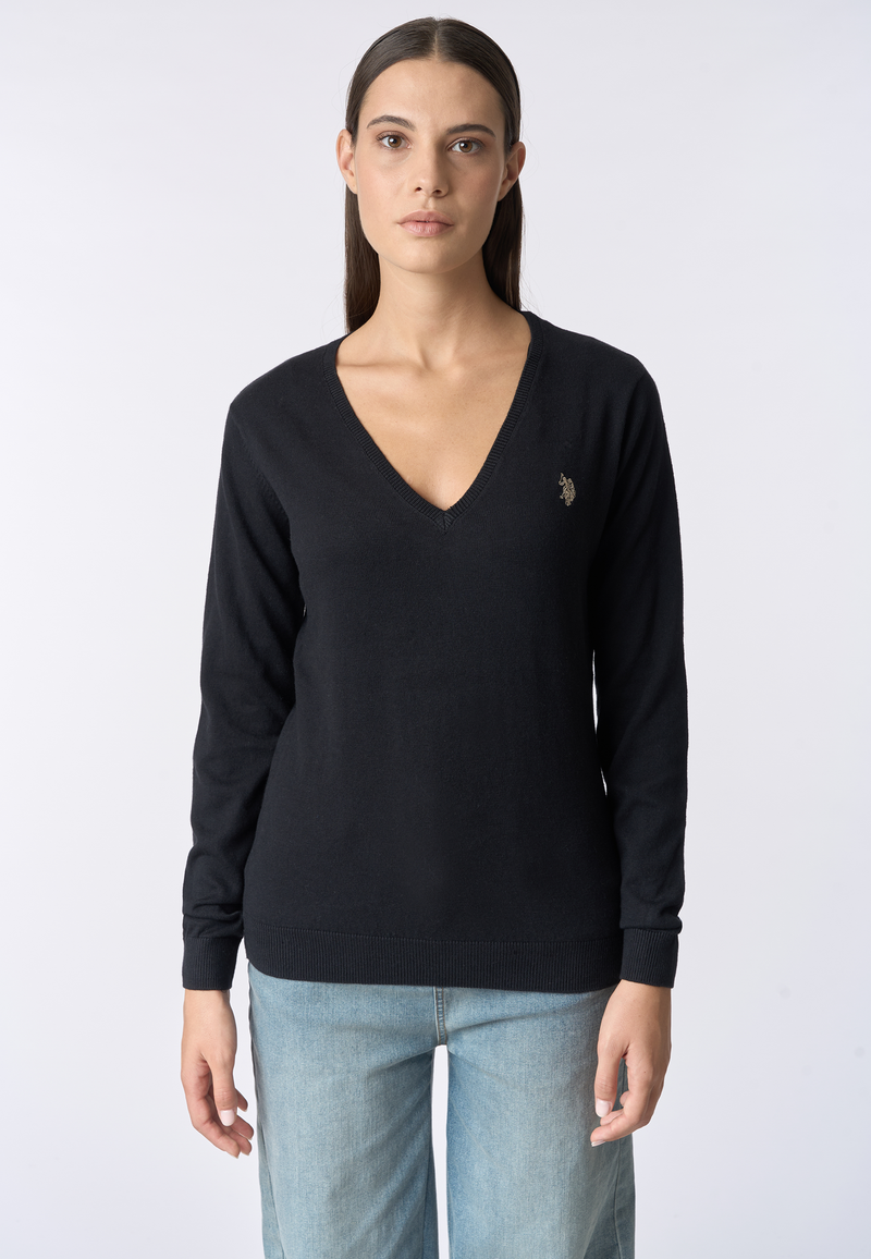 Maglia con scollo a V cotone e cashmere