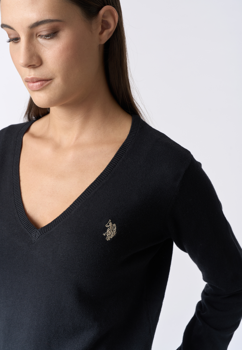 Maglia con scollo a V cotone e cashmere