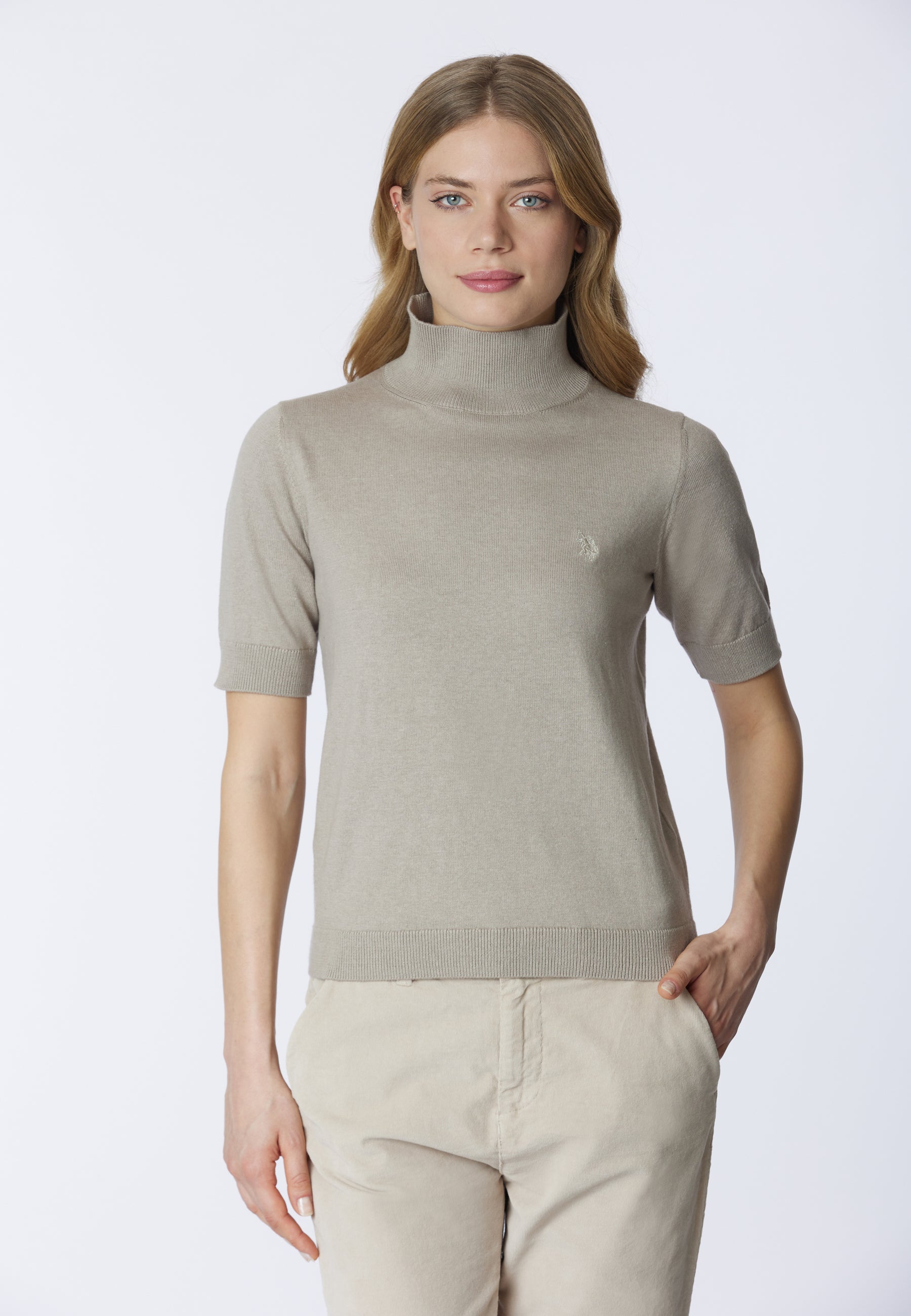 Maglia dolcevita 3/4 cotone e cashmere