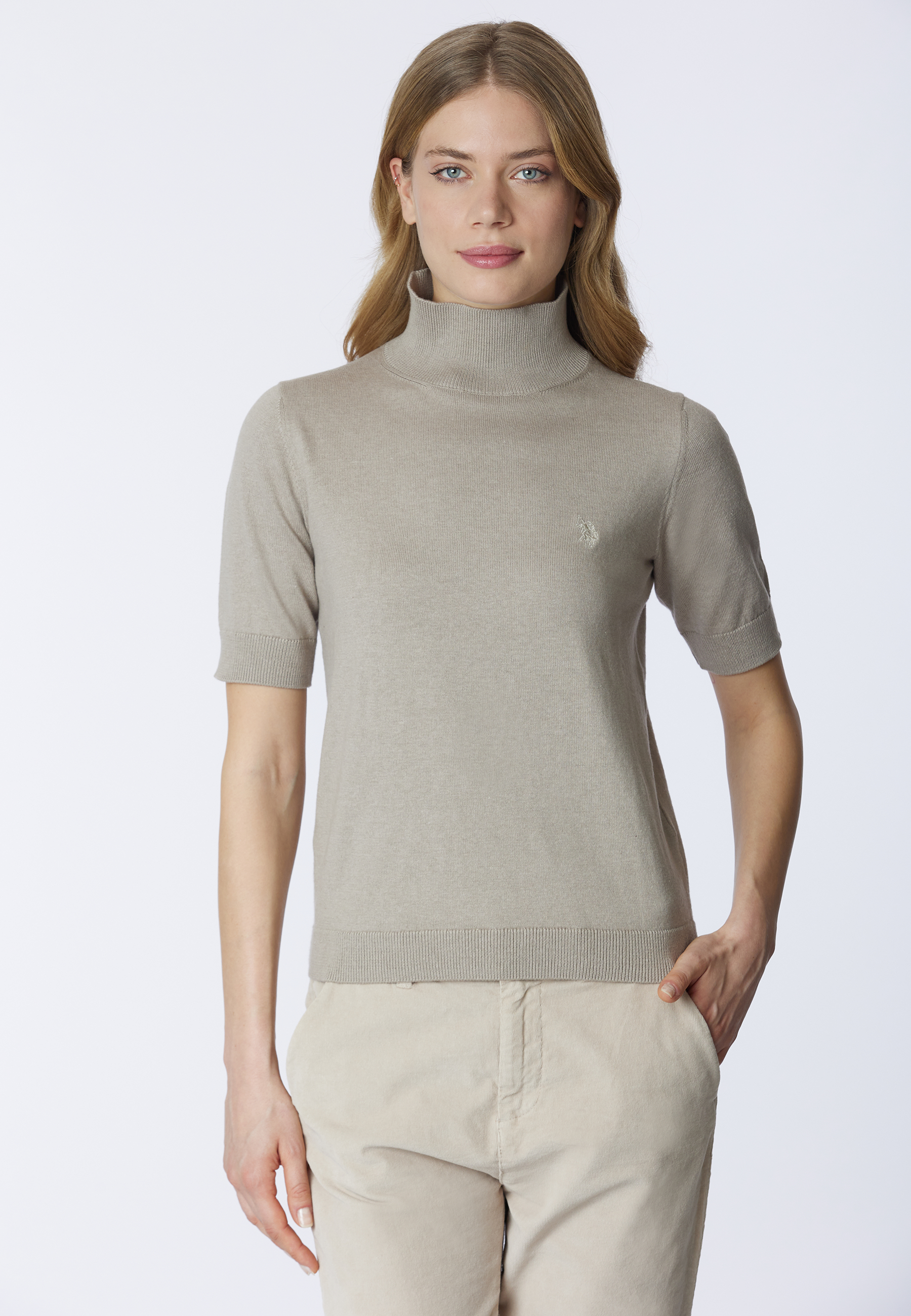 Maglia dolcevita 3/4 cotone e cashmere
