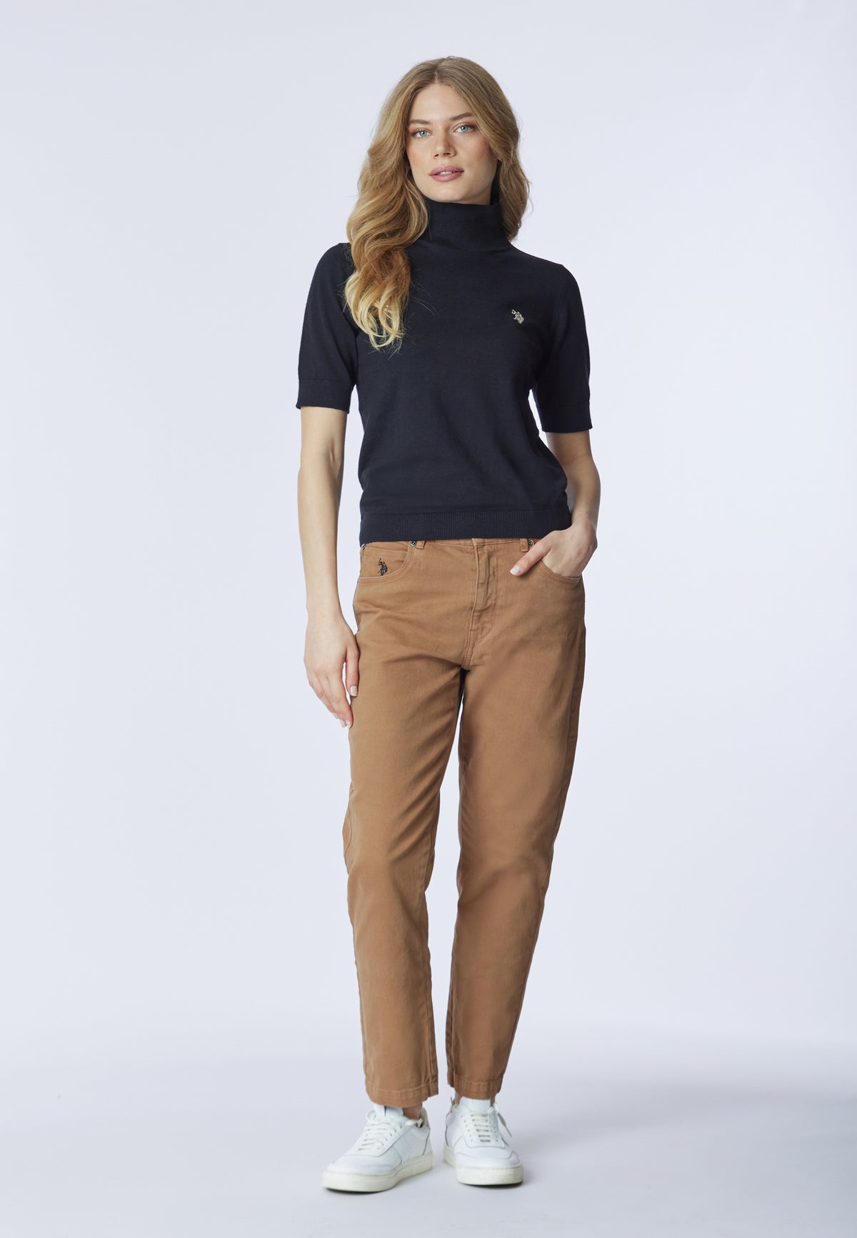 Maglia dolcevita 3/4 cotone e cashmere
