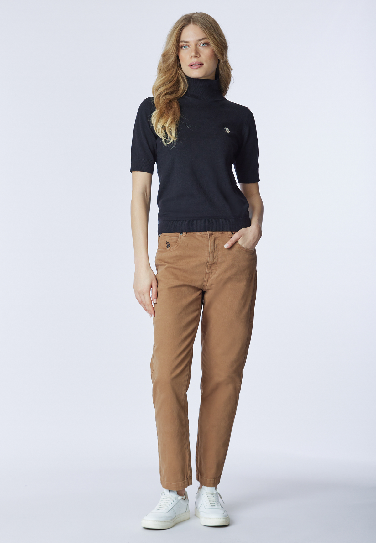 Maglia dolcevita 3/4 cotone e cashmere