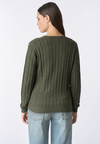 Maglia scollo a V a treccia in cotone e cashmere