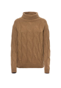 Maglia dolcevita a treccia