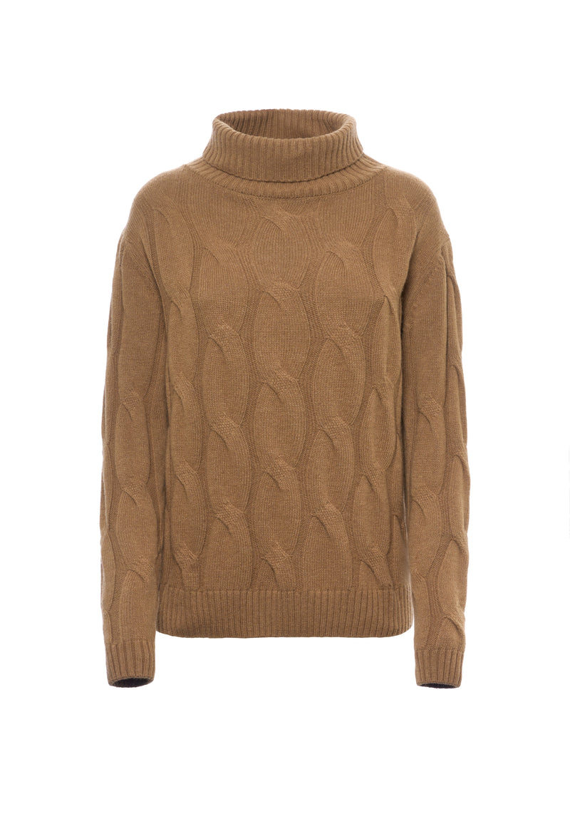 Maglia dolcevita a treccia