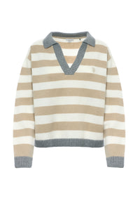 Maglia scollo a V a righe