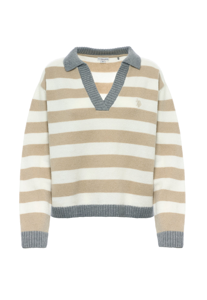 Maglia scollo a V a righe