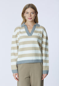 Maglia scollo a V a righe
