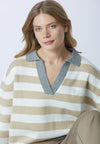 Maglia scollo a V a righe