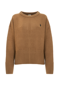 Maglia girocollo con spalla bassa e spacchi laterali