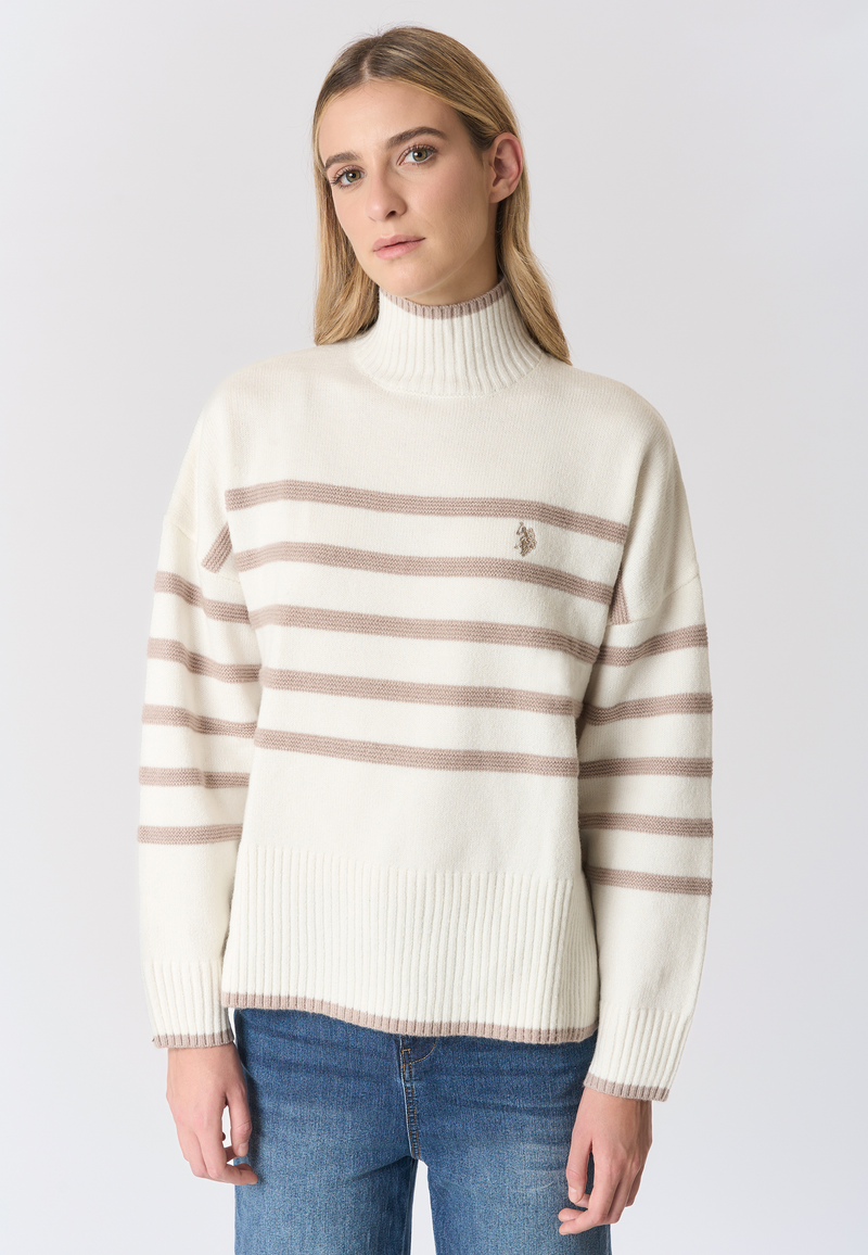 Maglia dolcevita con fantasia a righe