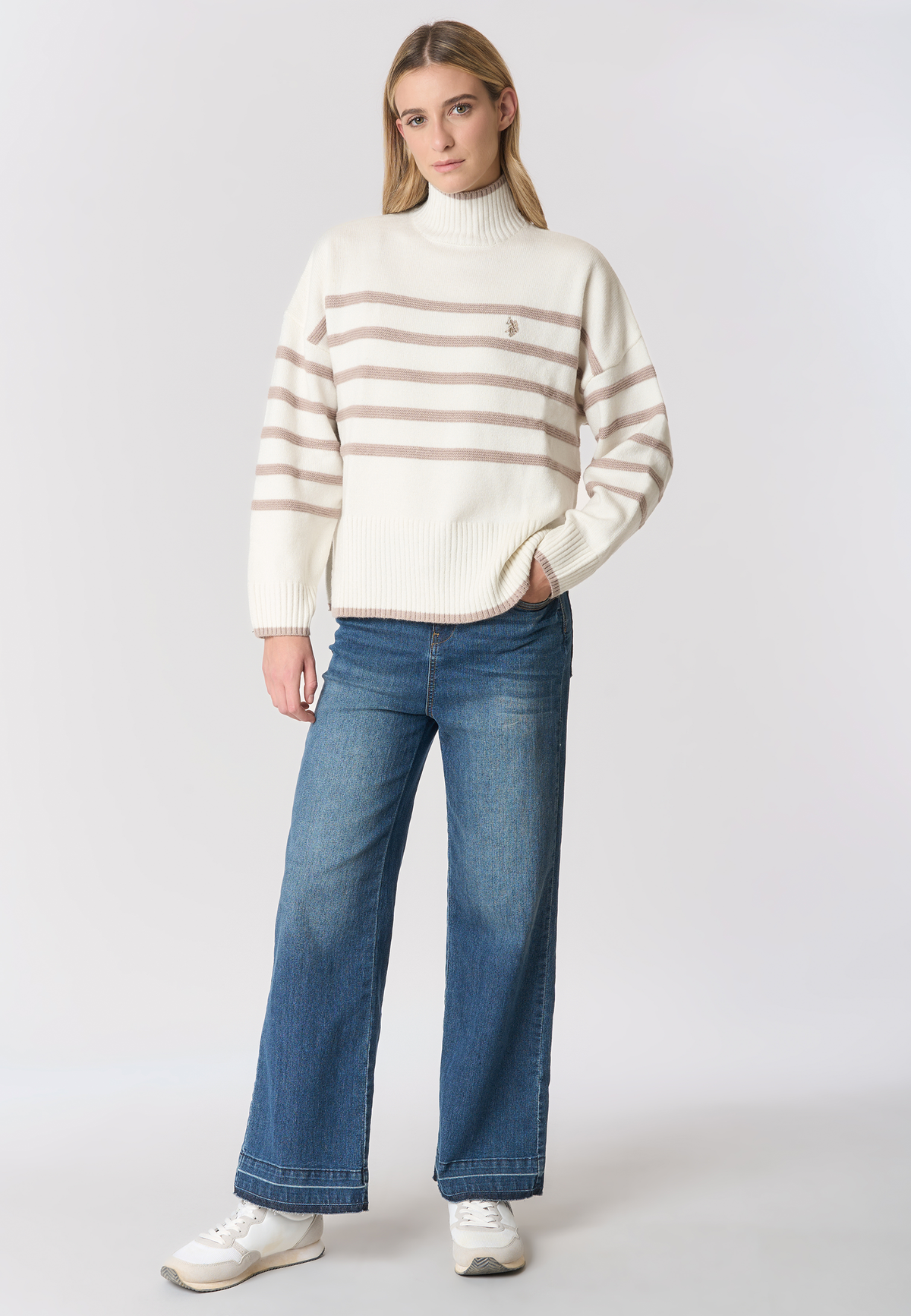 Maglia dolcevita con fantasia a righe