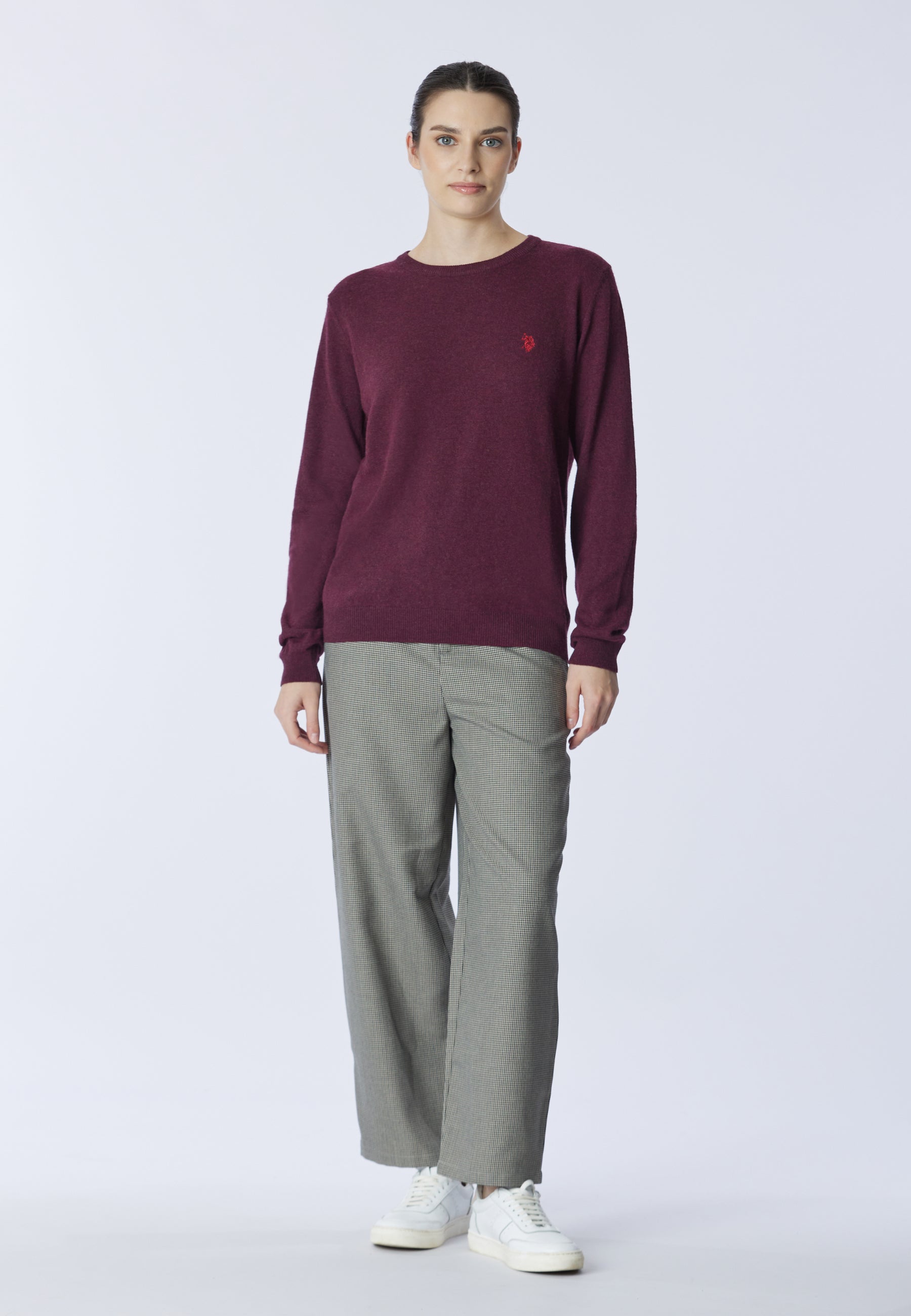 Maglia girocollo misto lana e cashmere