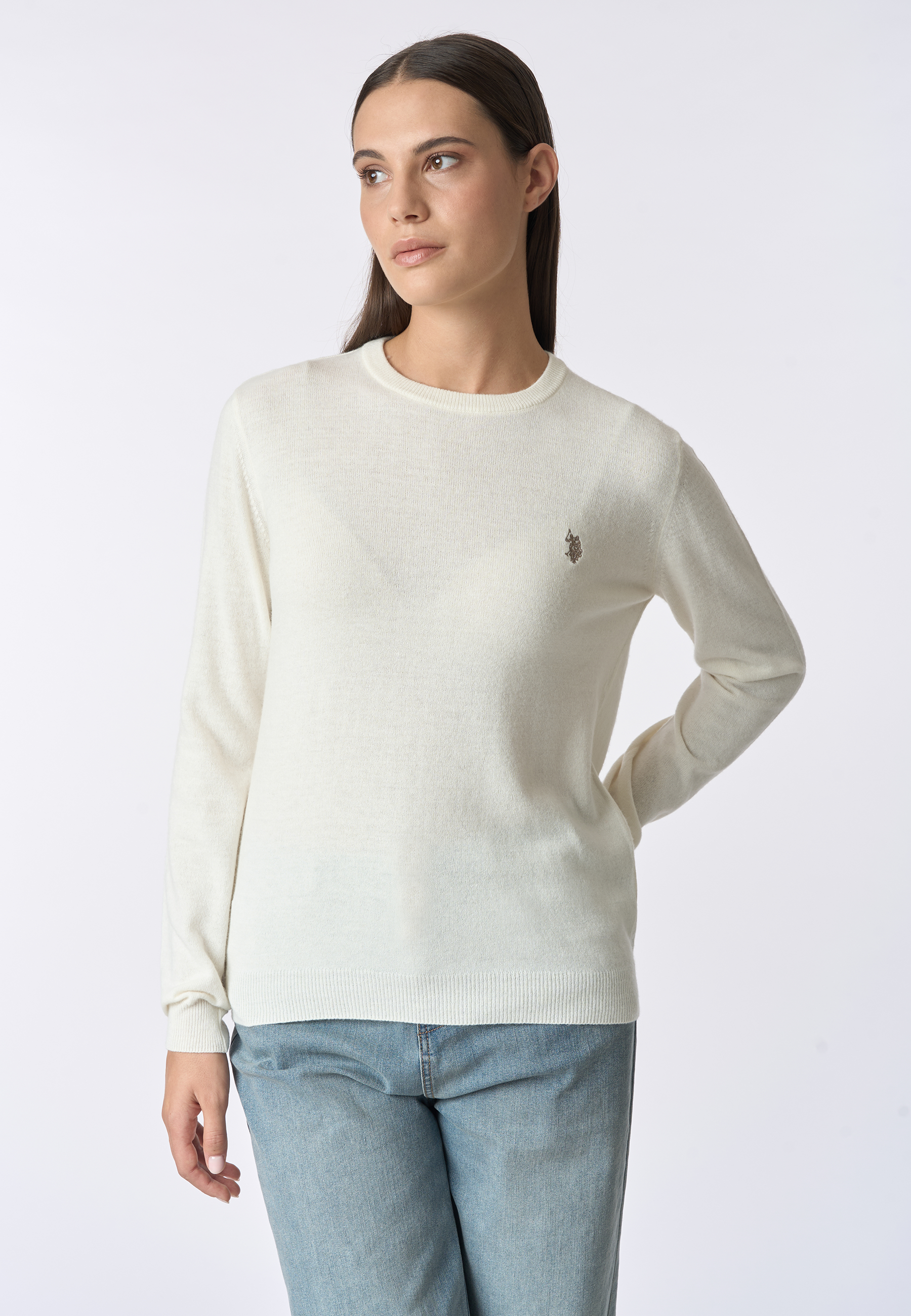 Maglia girocollo misto lana e cashmere
