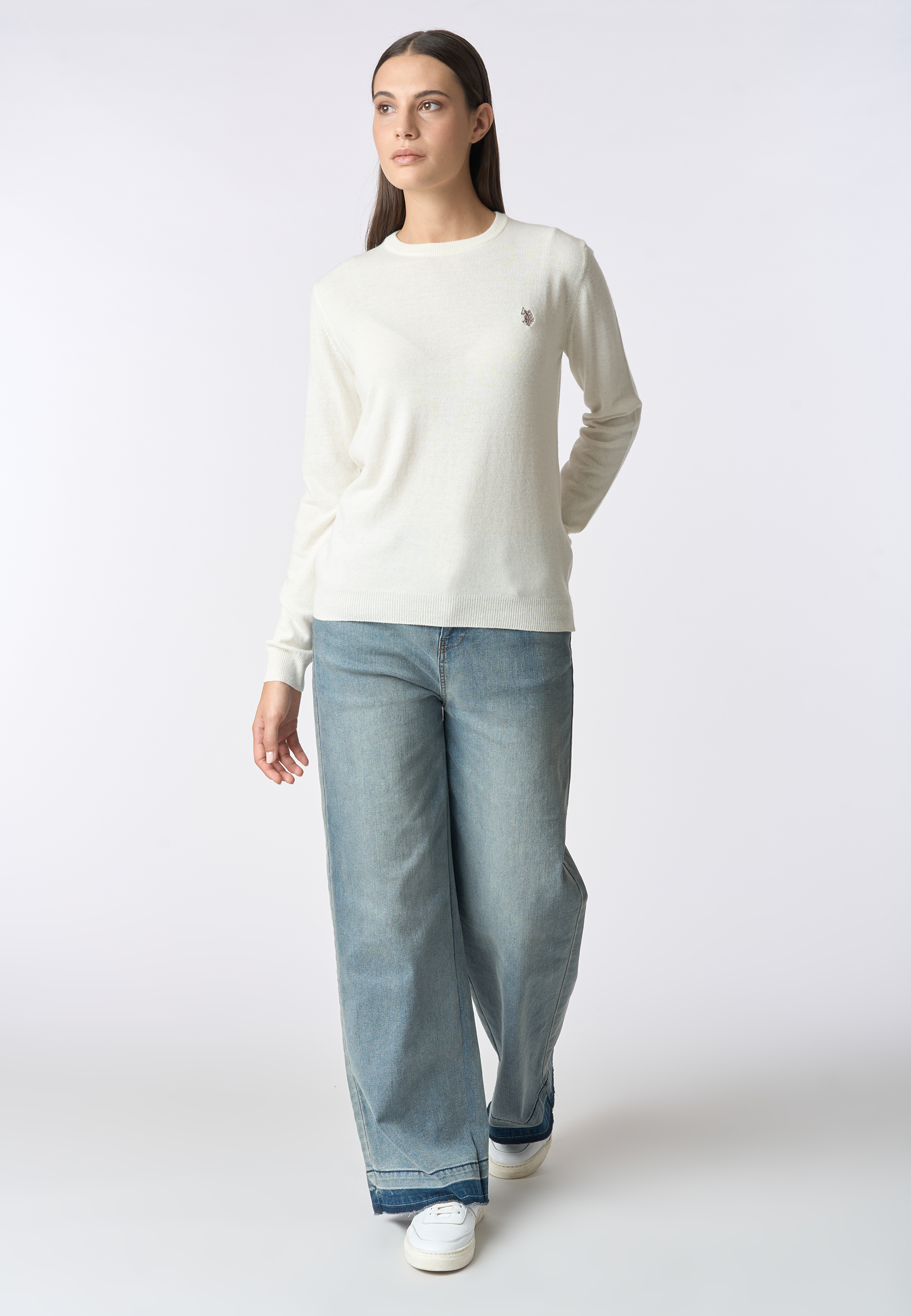 Maglia girocollo misto lana e cashmere