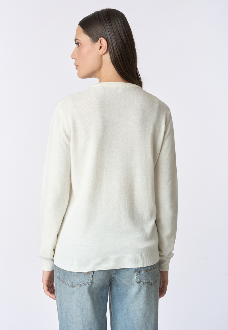 Maglia girocollo misto lana e cashmere