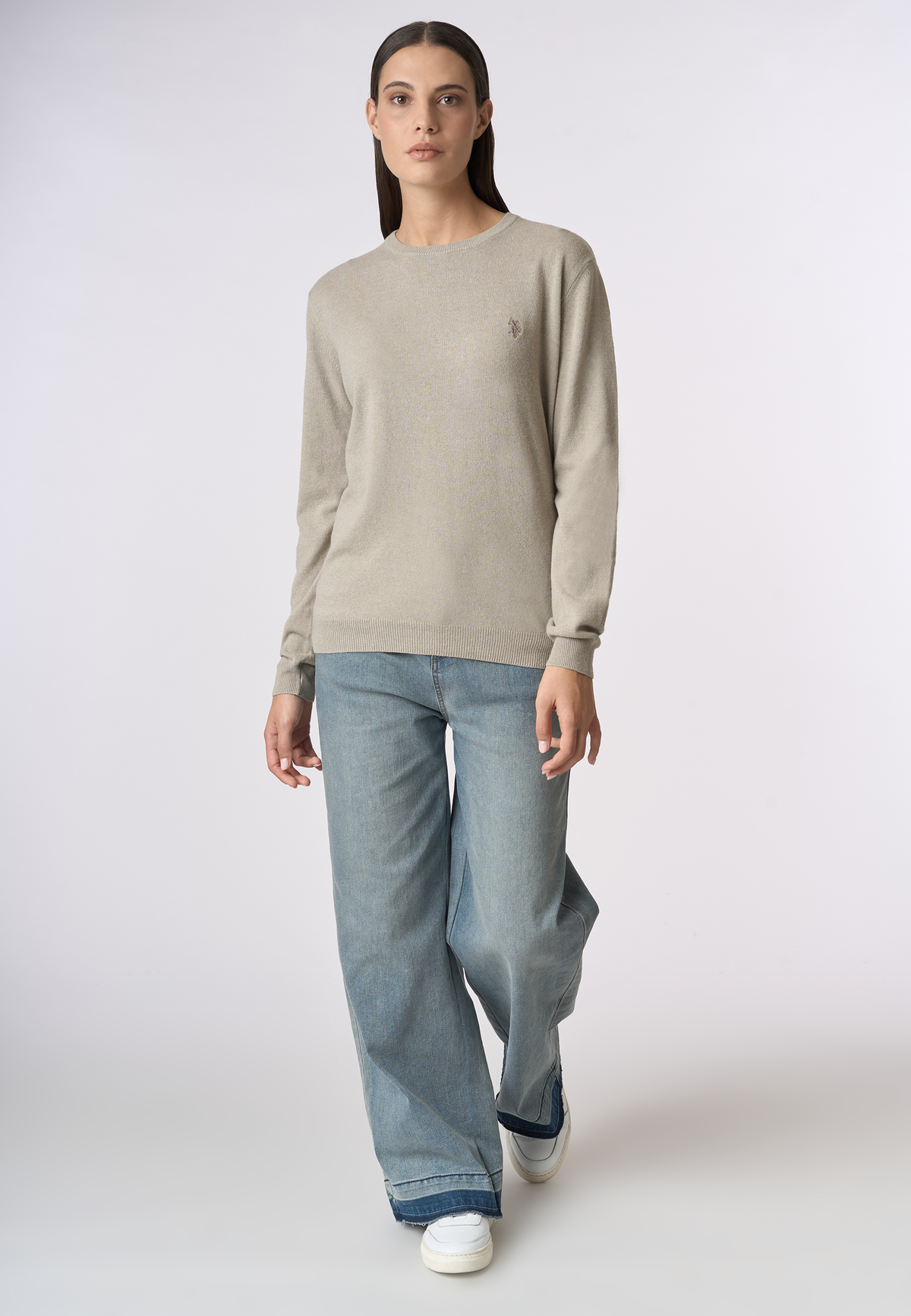 Maglia girocollo misto lana e cashmere