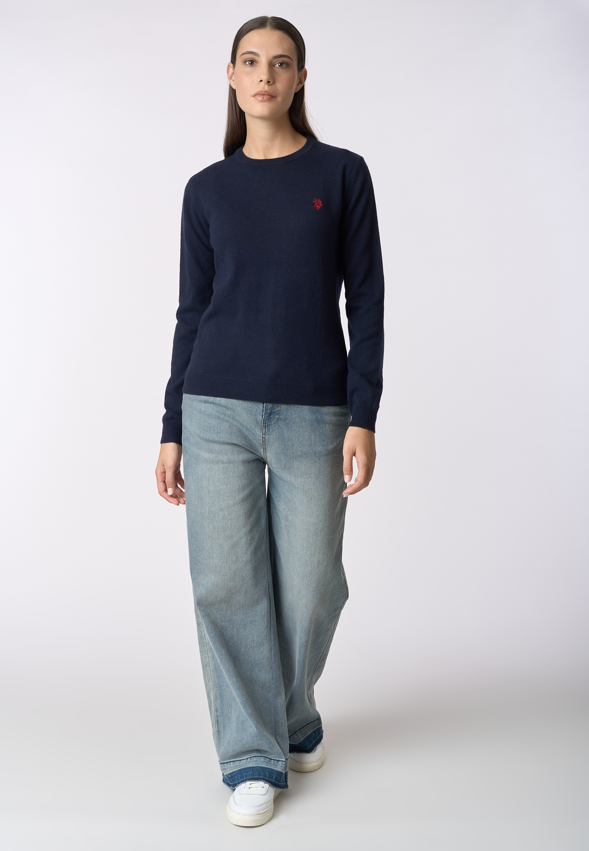 Maglia girocollo misto lana e cashmere