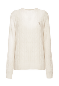 Maglia girocollo misto lana a treccia