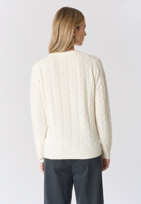 Maglia girocollo misto lana a treccia