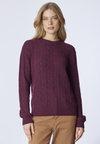 Maglia girocollo misto lana a treccia