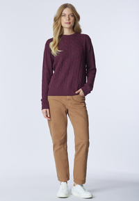 Maglia girocollo misto lana a treccia