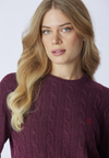 Maglia girocollo misto lana a treccia