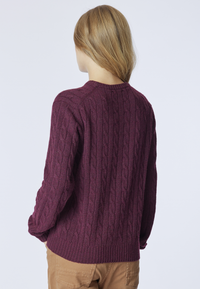 Maglia girocollo misto lana a treccia