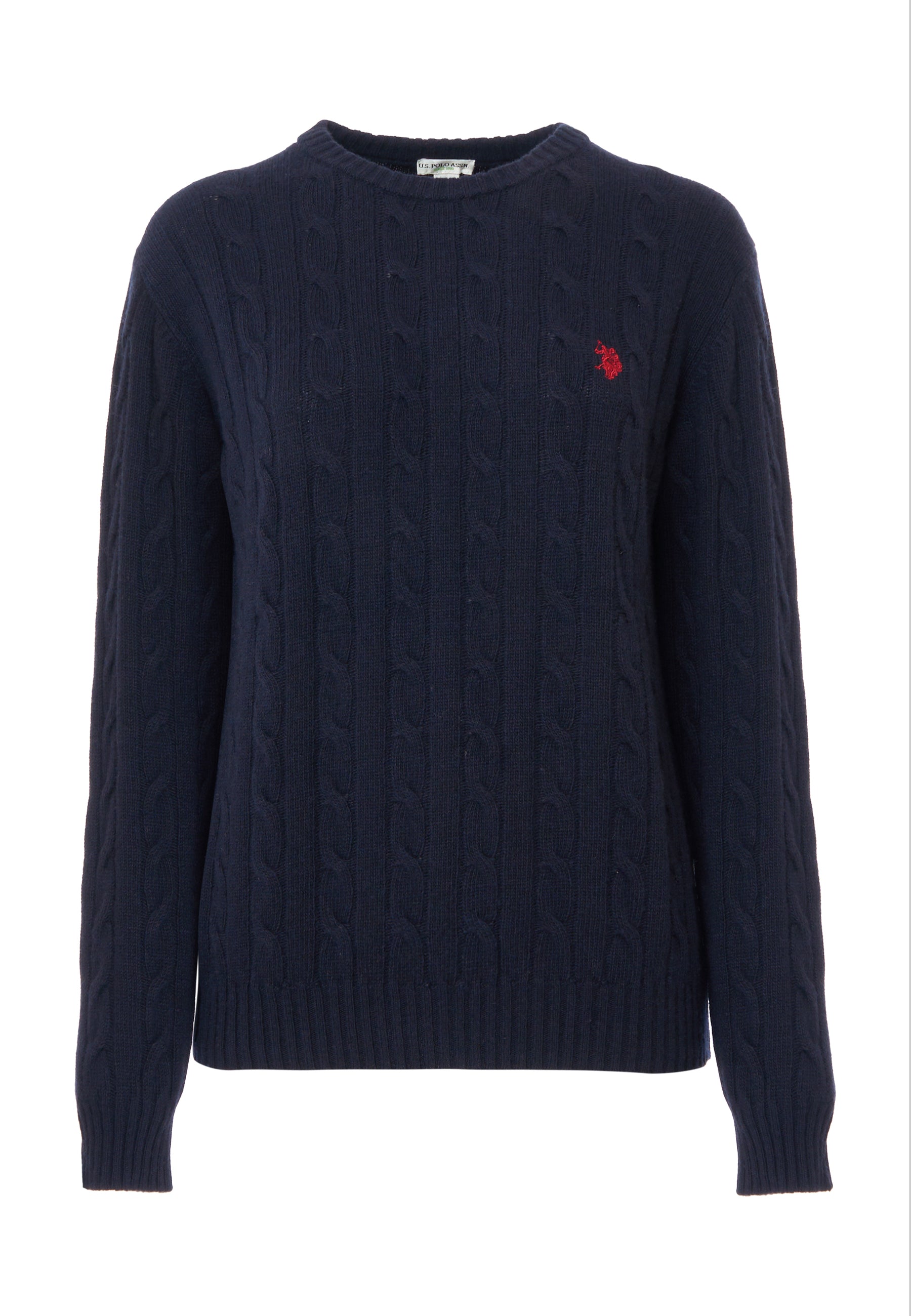 Maglia girocollo misto lana a treccia