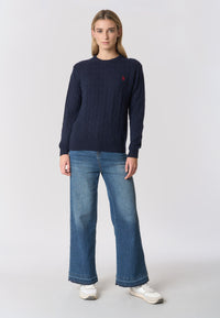 Maglia girocollo misto lana a treccia