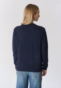 Maglia girocollo misto lana a treccia