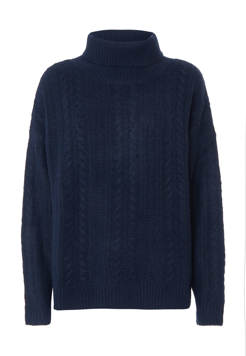 Maglia dolcevita lavorazione a spiga