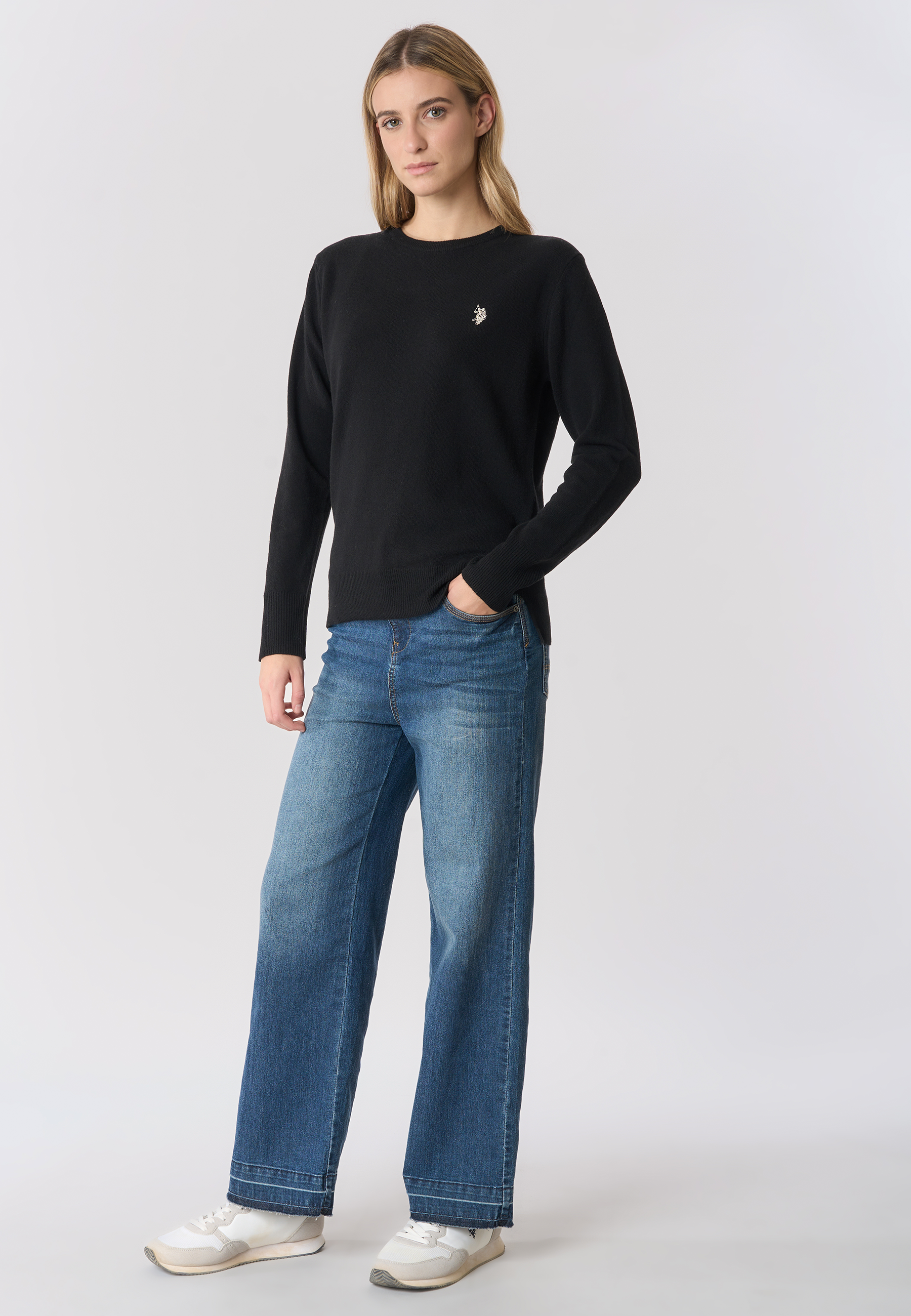 Maglia girocollo misto lana e cashmere