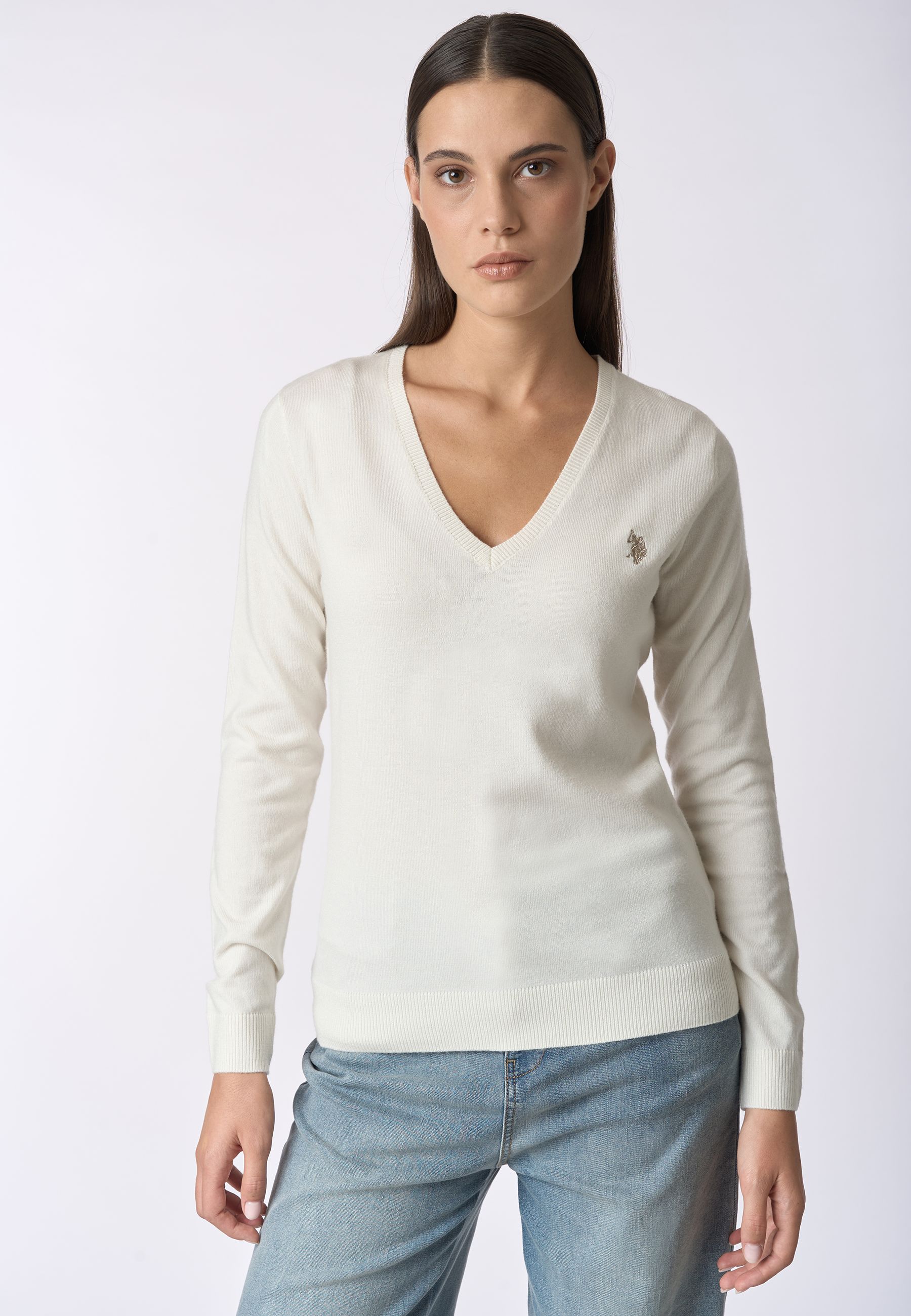 Maglia scollo a V con logo