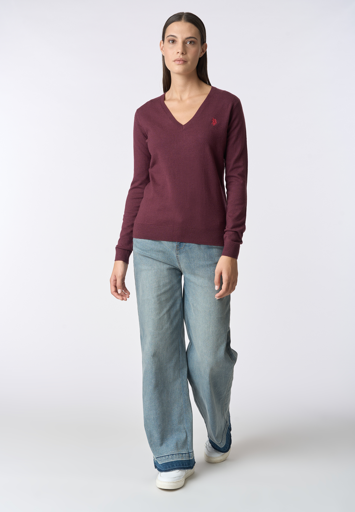 Maglia scollo a V con logo