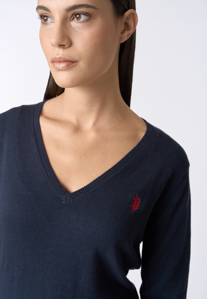 Maglia scollo a V con logo