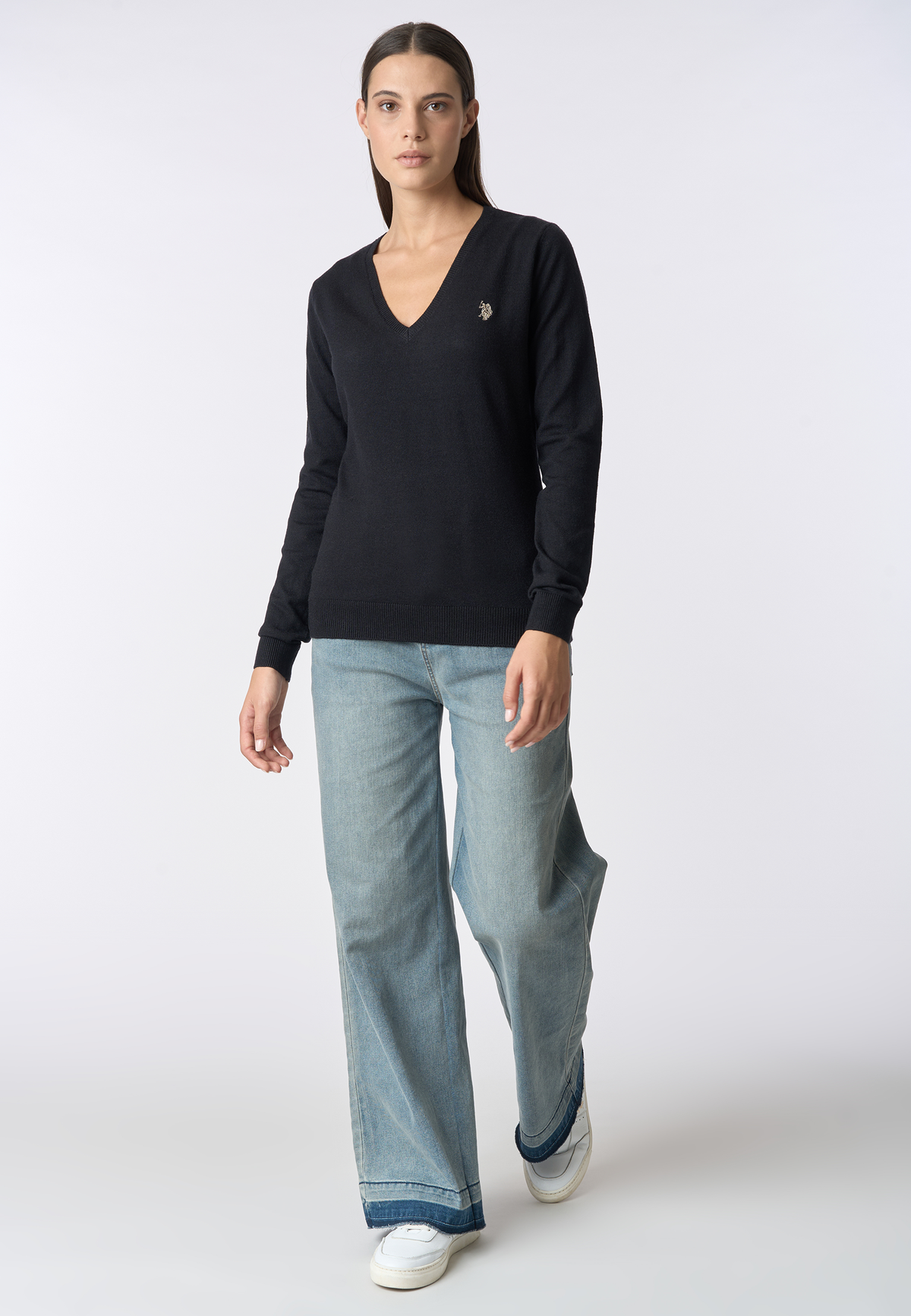 Maglia scollo a V con logo