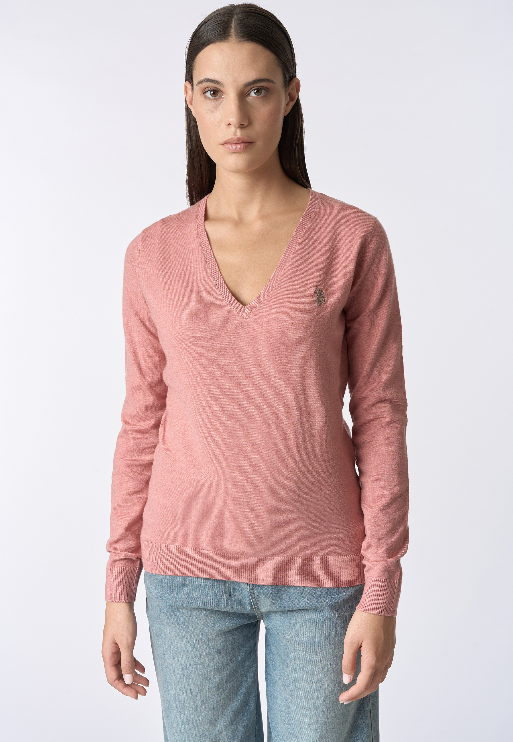 Maglia scollo a V con logo