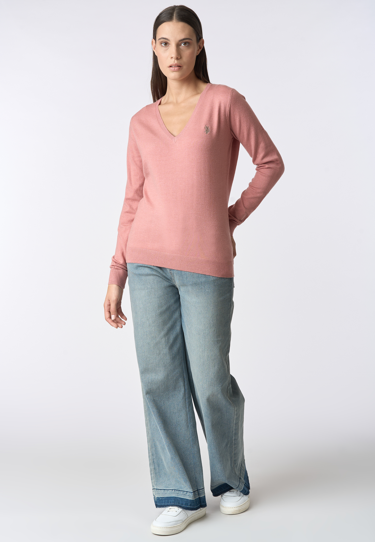 Maglia scollo a V con logo