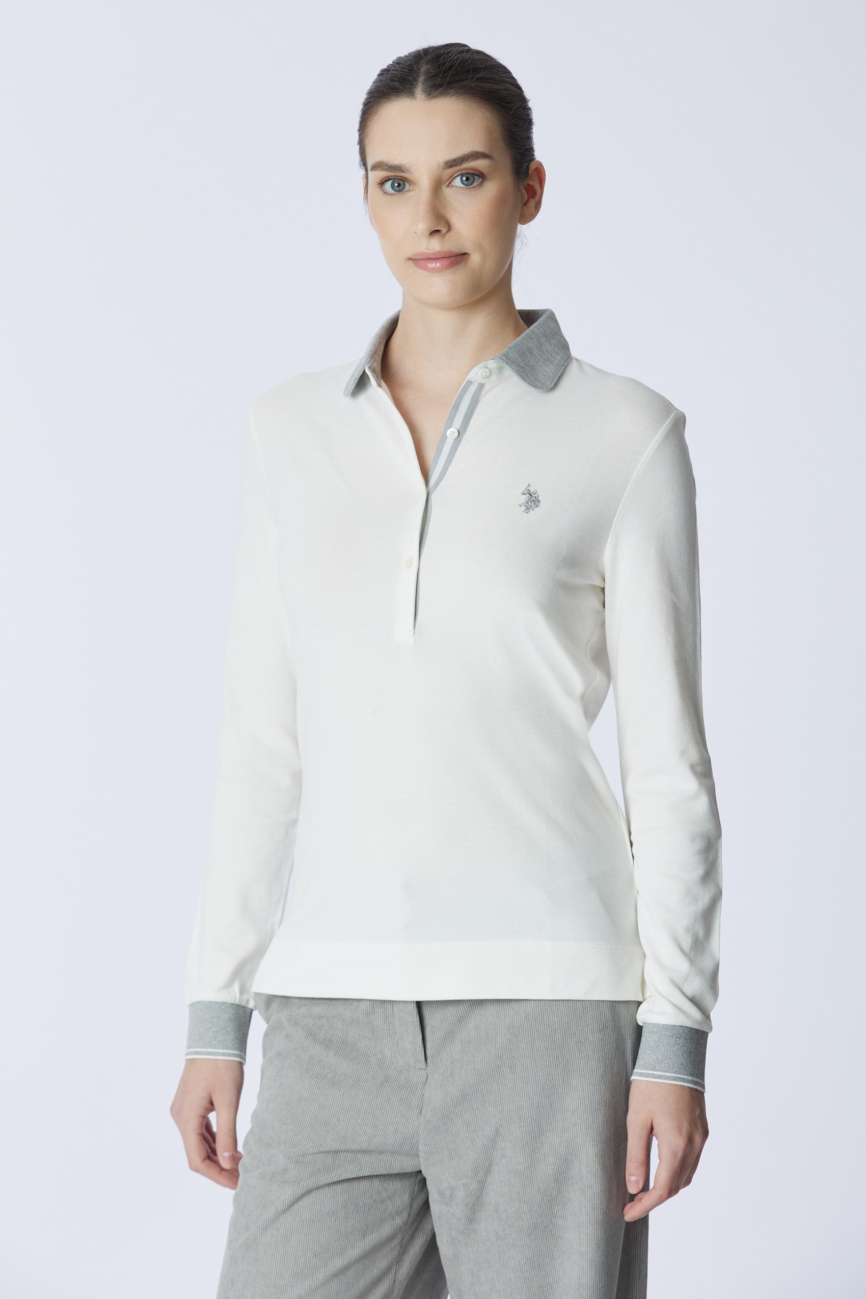 Polo shirt a maniche lunghe micro piquet stretch