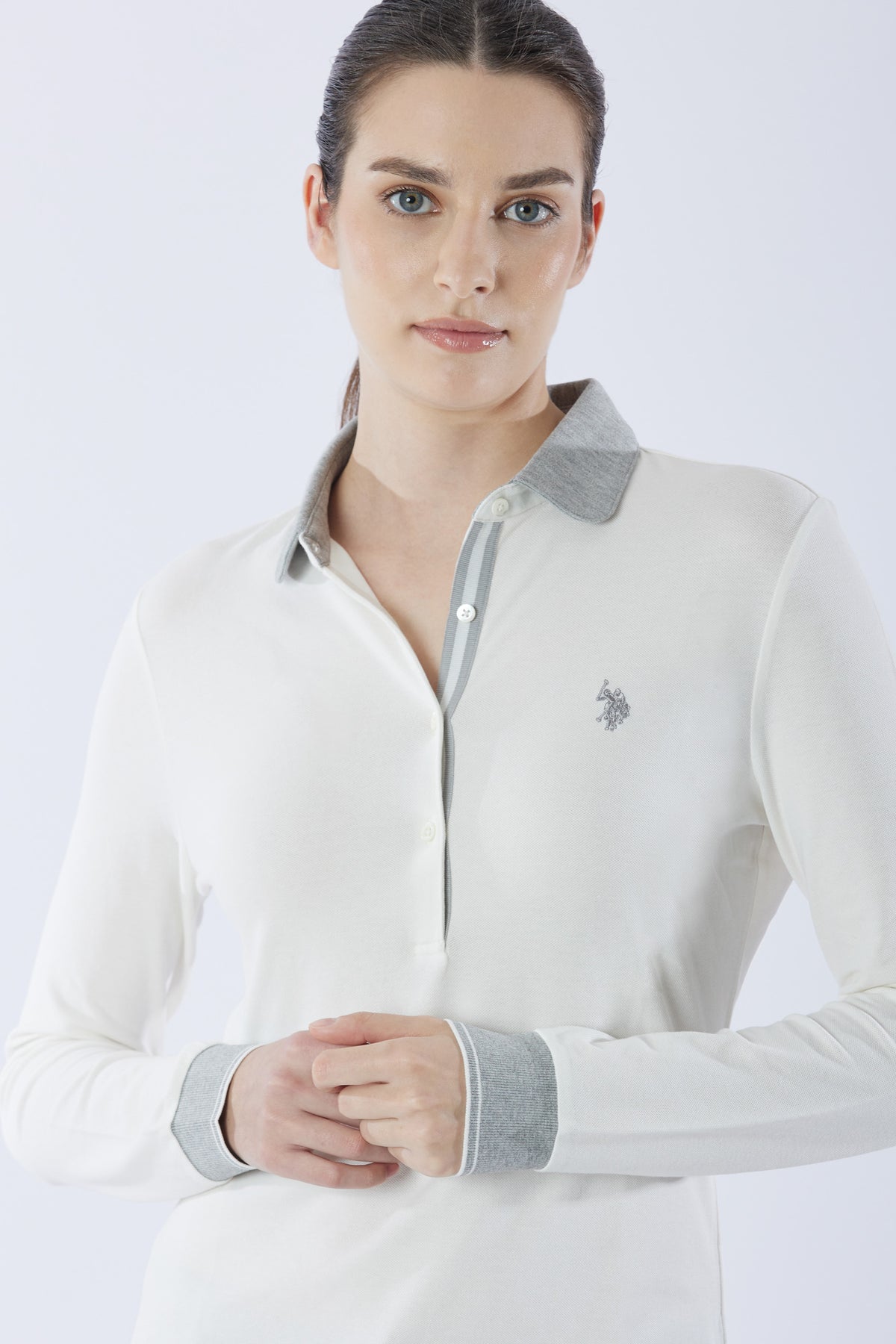 Polo shirt a maniche lunghe micro piquet stretch
