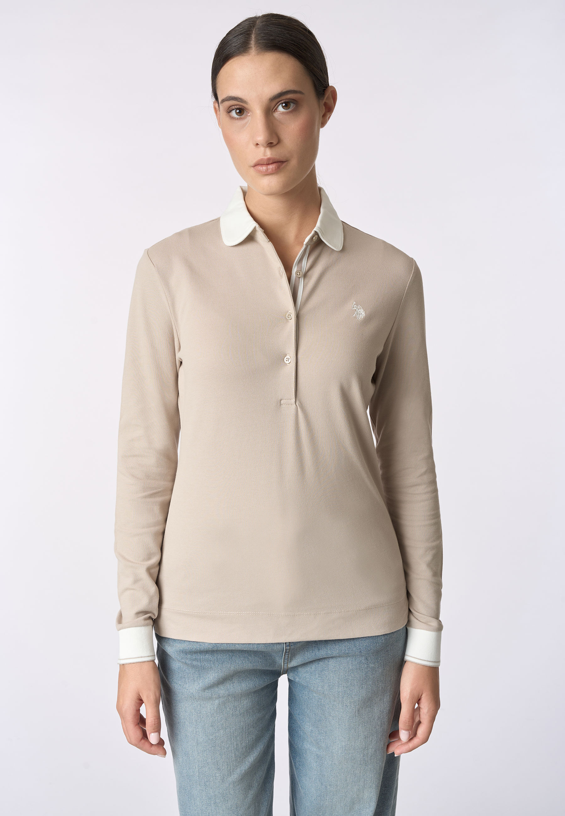 Polo shirt a maniche lunghe micro piquet stretch
